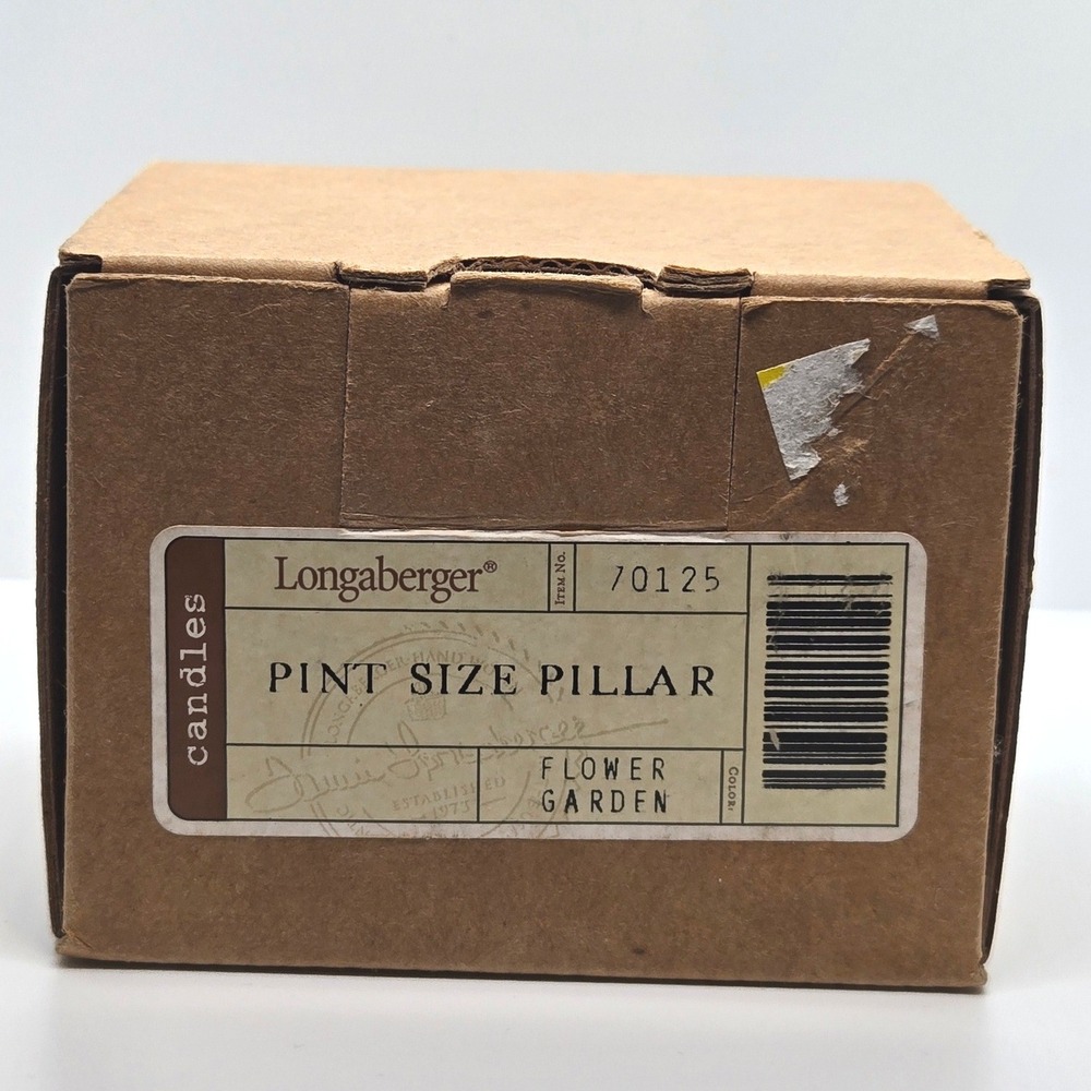 VTG Longaberger Pint Size Pillar Candle Flower Garden Boxed 70125